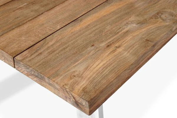 OUTFLEXX Esstischgarnitur, Edelstahl/recyceltes FSC-Teak, Tisch 160x90 Cm, 6 Hochlehner- Diningsessel, A-Gestell 10 OUTFLEXX Esstischgarnitur, Edelstahl/recyceltes FSC-Teak, Tisch 160x90 Cm, 6 Hochlehner- Diningsessel, A-Gestell – Bild 8