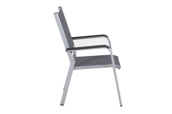 KETTLER Friends Esstischgarnitur, Silber/anthrazit, Alu/Textilene, Tisch 180/240 X 90 Cm, 6 Stapelsessel 11 KETTLER Friends Esstischgarnitur, Silber/anthrazit, Alu/Textilene, Tisch 180/240 X 90 Cm, 6 Stapelsessel – Bild 9